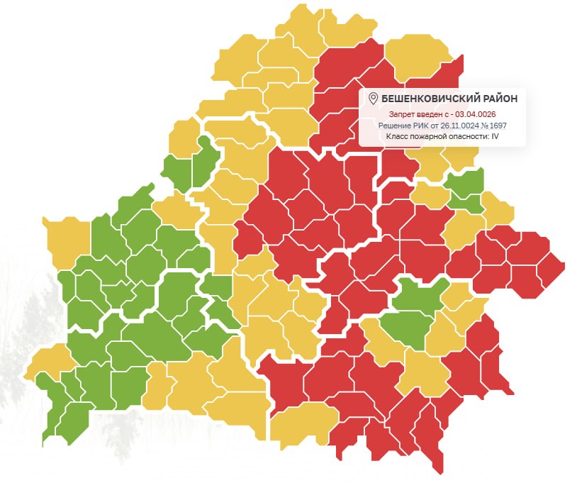 Сёння ў Бешанковіцкім раёне прынята рашэнне аб увядзенні забароны на наведванне лясоў